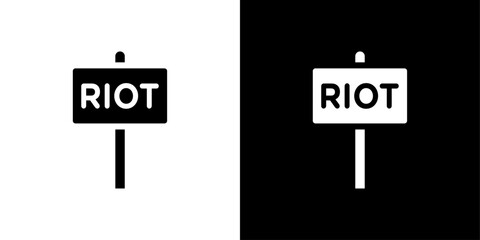 Riot sign icon Flat fill set collection