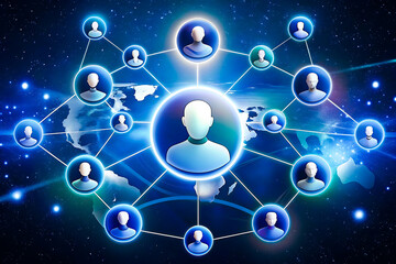 Cogwheel gears abstract background business technology. Human head profile with multimedia icons. Social networking idea. Two hands connect the gears the details.