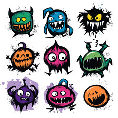 Fototapeta premium A set of fun Halloween inspired characters.