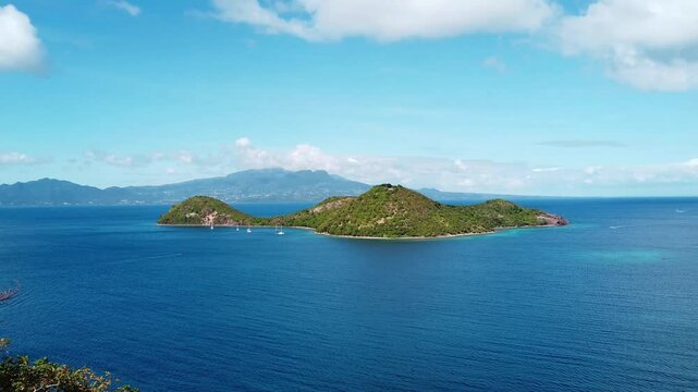 Ilet a Cabrit, Terre-de-Haut, Iles des Saintes, Les Saintes, Guadeloupe, Lesser Antilles, Caribbean. 
Island Basse-Terre in the background.