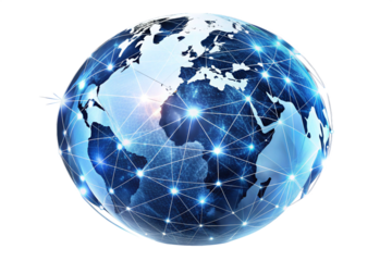 Glowing Digital World Network isolated on a White background 