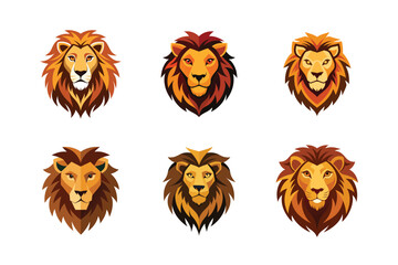 African Lion Head Icon - Vector Illustration, Cartoon, Clipart, and Line Art Design