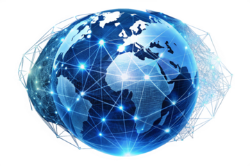 Glowing Digital World Network isolated on a White background 