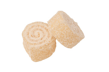 Coconut candy roll isolated on a white background.