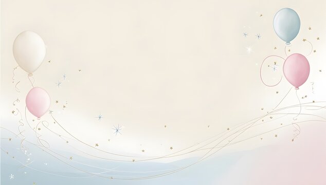 minimalist background with light blue and ballon decoration good for birthday party or greeting card