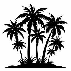 Tropical palm trees with leaves vector illustration