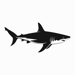 Black shark icon isolated on white background. Abstract simple logo, vector illustration