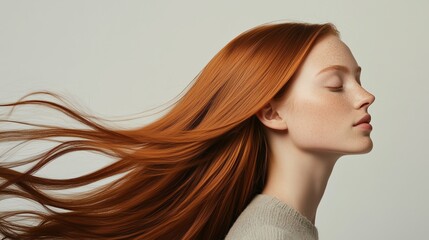 Stunning woman with vibrant brown hair	
