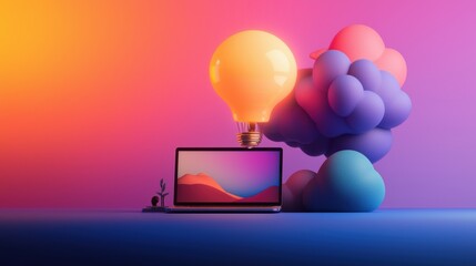 Content creator hosting a live Q&A session on a laptop with a colorful background.