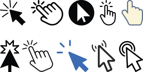 Computer mouse click cursor arrow icons set collection