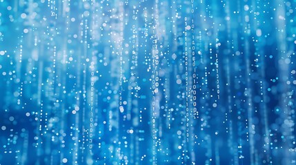 A creative depiction of random ASCII symbols in white and light grey, arranged in abstract formations over a vibrant blue backdrop, giving the appearance of a retro digital screen