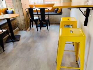 table and chairs in a cafe