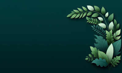 Eco-friendly green foliage forming a natural corner frame on a dark background, symbolizing sustainability and the beauty of the environment in nature-inspired designs.







