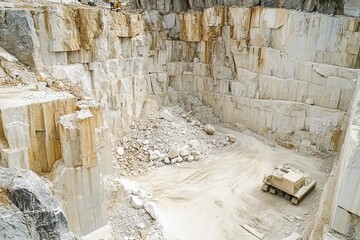 Limestone in quarry, limestone mining for cement plant.generative ai