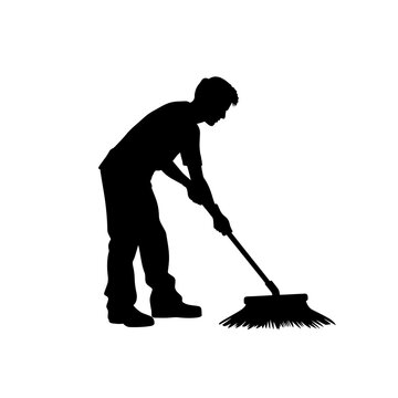 recommend clip art: vector silhouette of a janitor