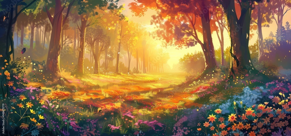 Wall mural Sunlit Forest Clearing