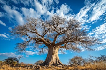 Majestic Baobab Tree Against a Dramatic Sky: Nature's Resilience and Beauty