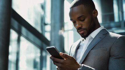 Fototapeta premium Businessman using a smartphone at work