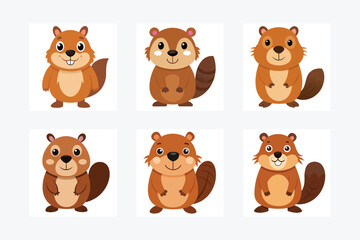 Beaver Vector Illustration Cartoon, Clipart, and Line Art Design