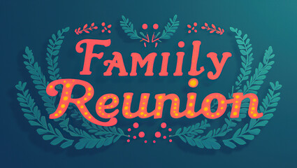 Elegant family reunion text design with floral decorations