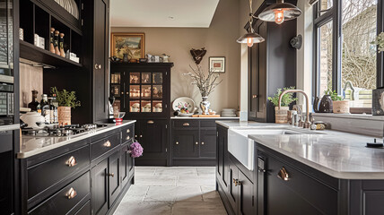 Bespoke kitchen design, country house and cottage interior design, English countryside style renovation and home decor idea