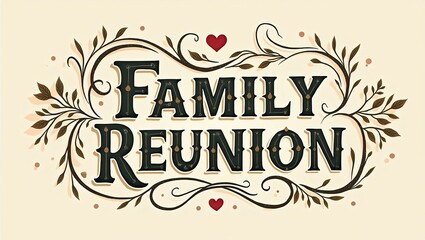 Elegant vintage family reunion design with decorative lettering