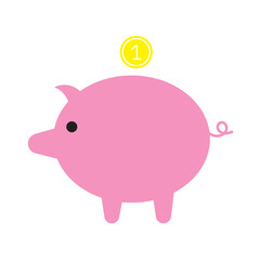 piggy bank vector with a dollar coin illustration on a white background
