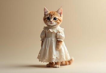 Adorable Kitten in a White Dress: A Charming and Unique Pet Portrait