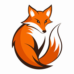 Simplistic Fox Logo Colorful Vector Illustration on White Background