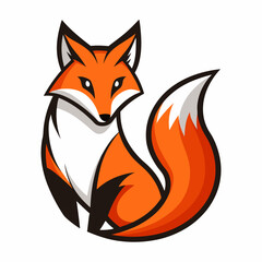 Simplistic Fox Logo Colorful Vector Illustration on White Background