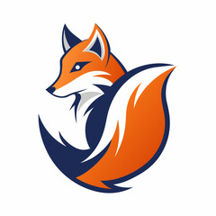 Simplistic Fox Logo Colorful Vector Illustration on White Background