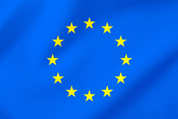 Flag of European Union, blue fabric with circle of stars