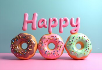Happy Typography with Colorful Donut-Themed Designs