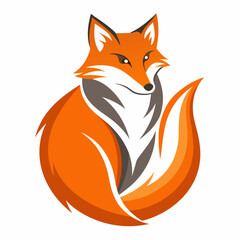 Simplistic Fox Logo Colorful Vector Illustration on White Background