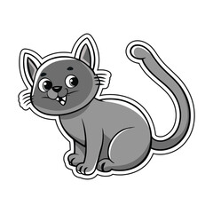 Happy Kitten Sticker Vector