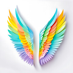 Angel's Wings Pastel Rainbow on white background.