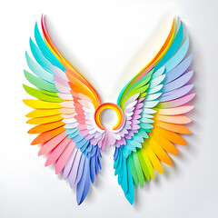 Obraz premium Angel's Wings Pastel Rainbow on white background.