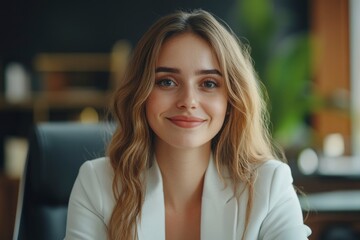 Obraz premium Business, finance and employment, female successful entrepreneurs concept. Confident good-looking female office manager, with generative ai