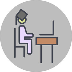 Student using laptop Vector Icon