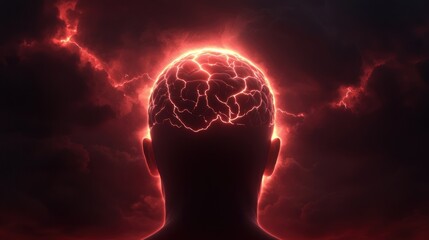 Obraz premium An abstract representation of a human mind, showcasing vibrant energy and creativity through a glowing brain concept.