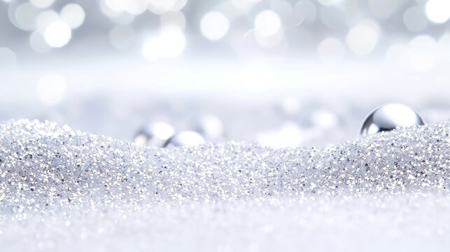Abstract silver and white background with twinkling star glimmers, perfect for showcasing festive products and promotions during the Christmas and New Year season, inviting and elegant ambiance