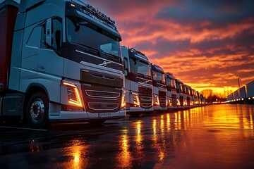 Fototapeta premium The trucks are all of the same make and model