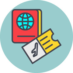 Ticket and Passport Vector Icon