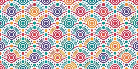 Fototapeta premium Colorful Circular Waves Abstract Art, abstract, geometry, pattern