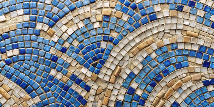 Blue and White Mosaic Tile Pattern, abstract, ceramic, tiles, pattern