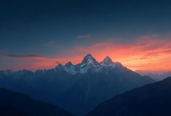 Obraz premium Stunning Sunset Over Snow-Capped Mountain Peaks