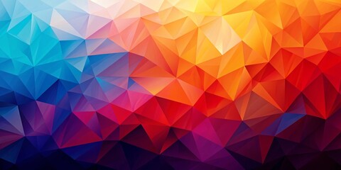 Obraz premium Abstract Geometric Gradient in Blue, Red, and Yellow, Polygonal Pattern, Low Poly, Colorful Background, Gradient Design