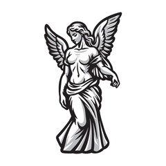 angel statue. vector illustration on white background
