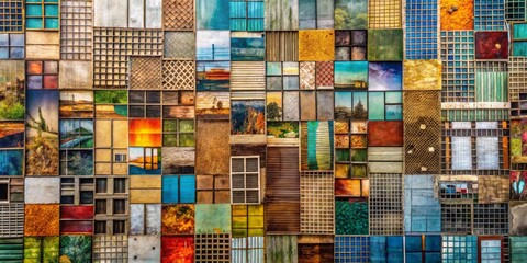 Windowed Memories A Collage of Vintage Glass and Wood, collage art, vintage, abstract