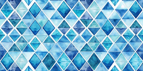 Watercolor Abstract Geometric Pattern, Blue, Triangles, Geometric Pattern, Watercolor Art , Blue Background , Geometric Design
